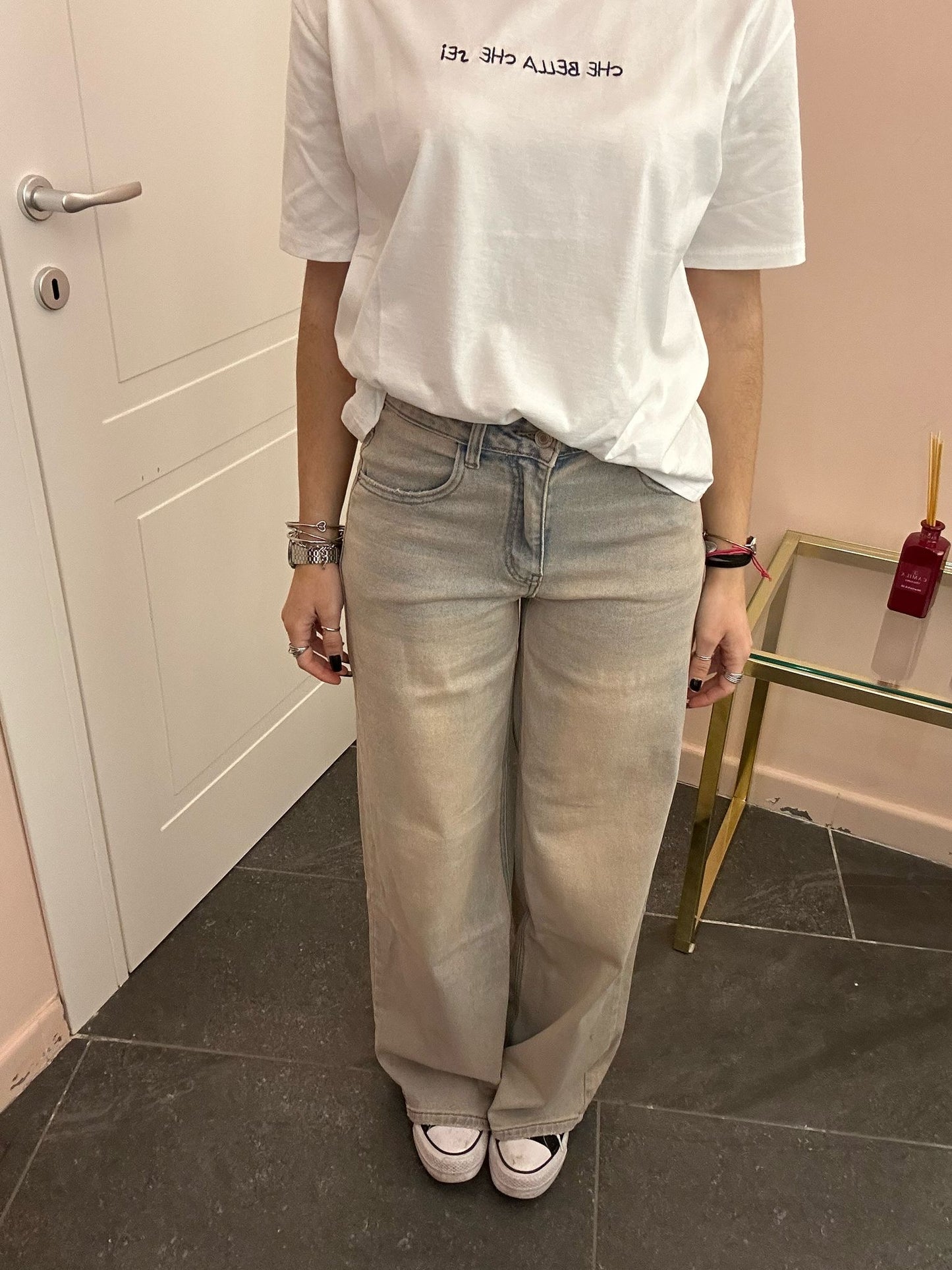 Jeans sfumato rosa